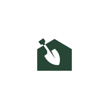 Simple home garden logo design, vector illustration.