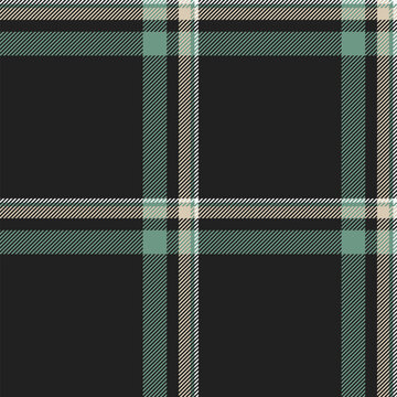 Old plaid vector fabric, vintage check pattern seamless. Custom textile background texture tartan in black and pastel colors.