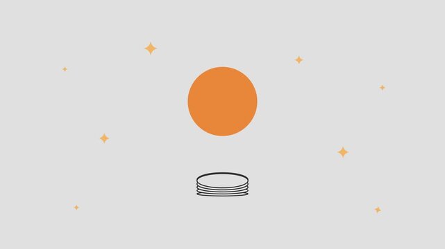 Outlined Disc Tossed and Caught Above Stack