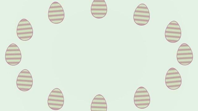 Mint and rose striped Easter eggs in a pastel frame