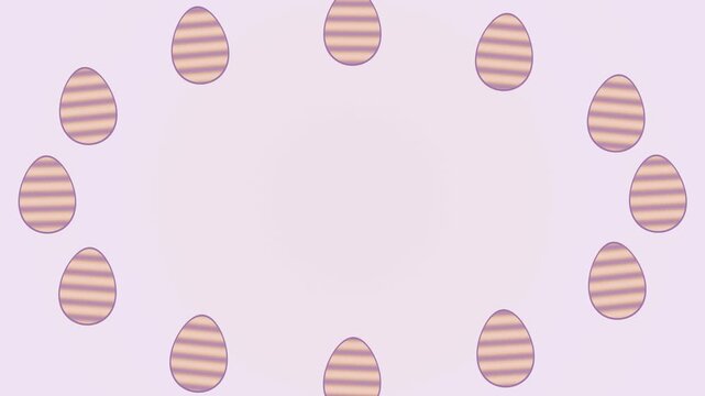 Lilac and apricot striped Easter eggs around an open center