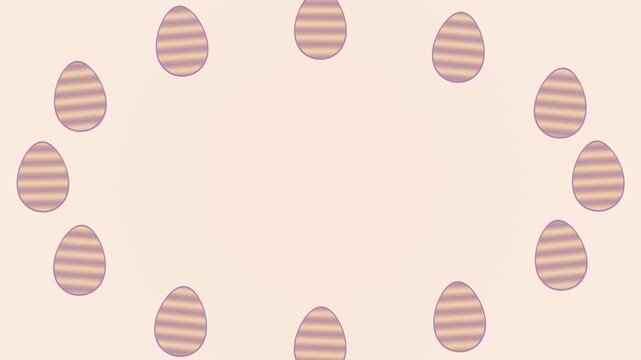 Peach and lavender Easter eggs with central copy space