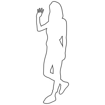 Line sketch of a woman walking.