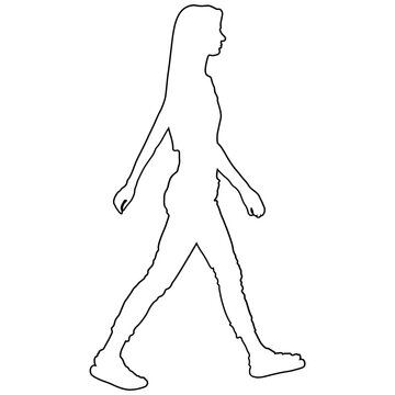 Line sketch of a woman walking.