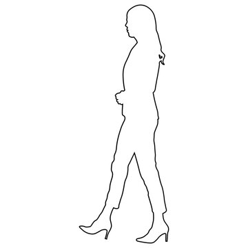 Line sketch of a woman walking.