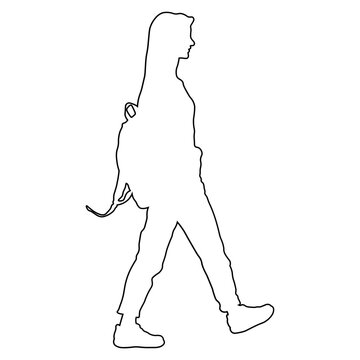 Line sketch of a woman walking.