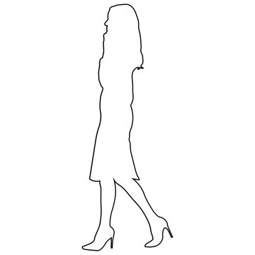 Line sketch of a woman walking.