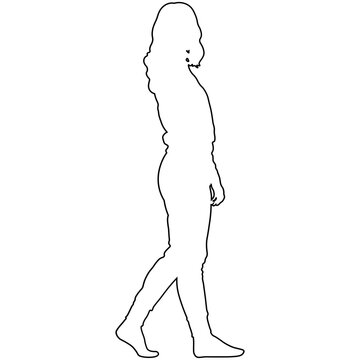 Line sketch of a woman walking.