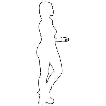 Line sketch of a woman walking.