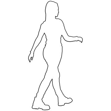 Line sketch of a woman walking.
