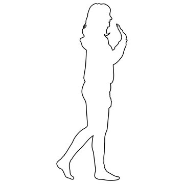 Line sketch of a woman walking.