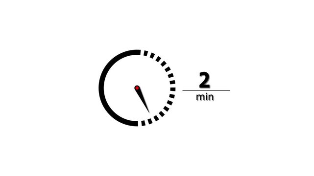 2 min clock icon animation. Clock 2-minute icon Digital and analog clock 2 minutes isolated on white background. and creating a stunning video.4k video.
