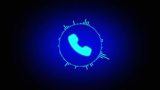 Call recording visual effect with audio spectrum animation. Minimalist Telephone call audio sound wave animation on dark background. Audio, call, communication, sound, wave, waveform.
