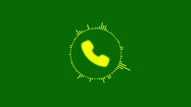 Call recording visual effect with audio spectrum animation. Minimalist Telephone call audio sound wave animation on green screen. Audio, call, communication, sound, wave, waveform.