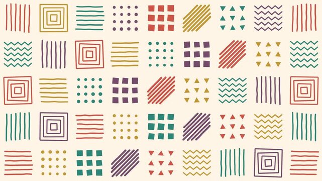 Retro Hand Drawn Geometric Pattern Background Seamless Loop