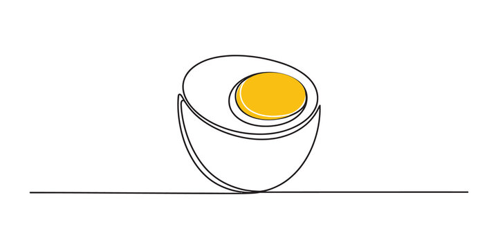 Continuous line drawing of a boiled egg