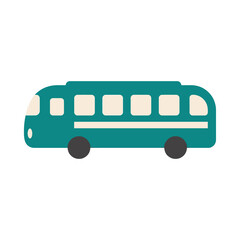 Flat school bus icon featuring teal color scheme with white stripe for educational transportation concepts or kids vehicle themed graphic design print projects. © Waseem