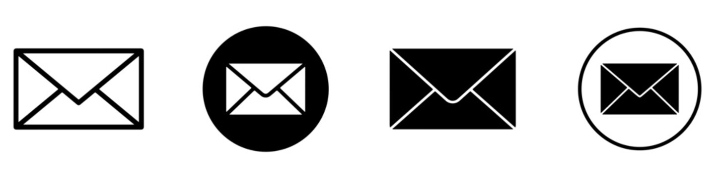 Mail icon set featuring email and envelope symbols for digital communication, messaging, and business design.
