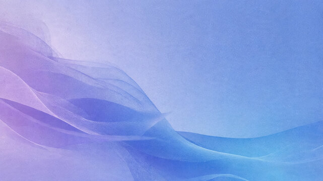 Abstract blue and purple flowing silk waves on a soft gradient background texture