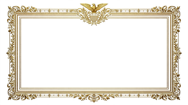 Ornate gold certificate border with eagle emblem on a clean white background
