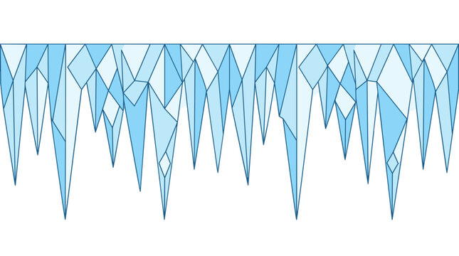 Ice blue icicles hanging in a geometric pattern  