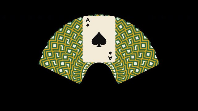 Card game fan flip ace reveal dynamic close-up stock video for casino gaming background