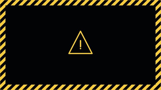 Yellow and black diagonal striped caution border frame overlay for industrial safety warning video content