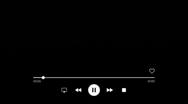 Media player controls with a pause button and progress bar on black