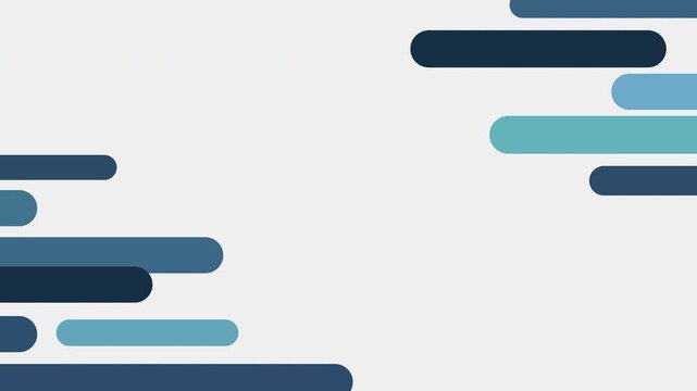 Navy and sky blue rounded bars sliding in from the sides to frame light gray copy space as an animated corporate intro