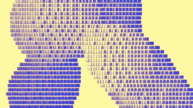 Biometric face points map a human profile silhouette in a procedural 3D render with cobalt blue and pale yellow, symbolizing artificial intelligence and digital identity