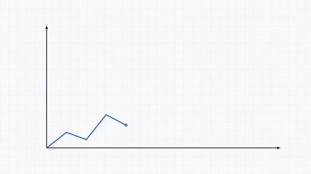 Line graph steadily increases over time depicting growth and progression