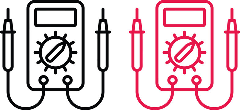Digital Multimeter Electrical Tester Vector Icon Set