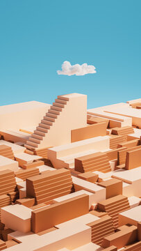 Vertical Stairway to Cloud Symbolizing Ambition and Success