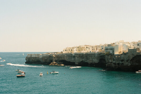 Main harbour with buildings in Polignano e mare