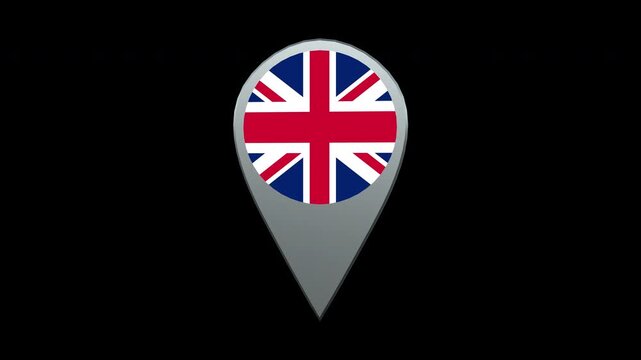 United Kingdom Flag Location Map Marker Pin With Alpha Channel