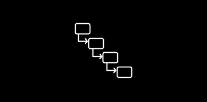 Waterfall methodology outline animation. Step by step guidance animated icon. Sequential project management approach. Continuous process.