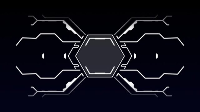 Sci-fi hud hexagon interface futuristic cyber frame technology ui element designed for gaming overlays and science fiction vfx.