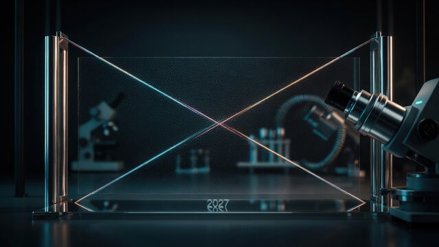 Industrial laser alignment system in a dark laboratory
