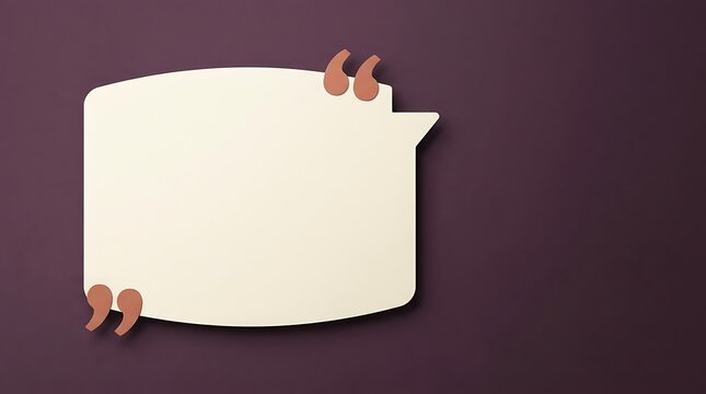 Minimalist Speech Bubble Template with Quote Marks on Purple Background for Marketing Social Media