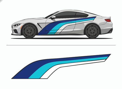 White Sports Car Side Stripe Decal Template