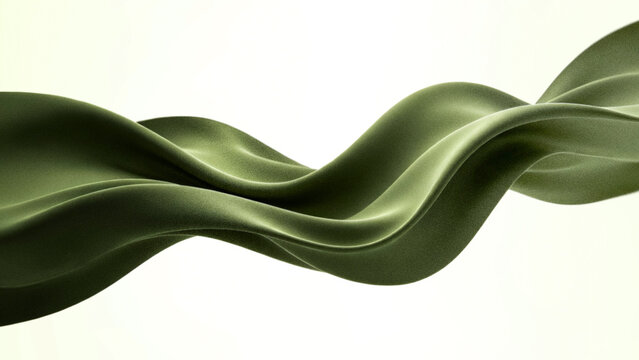 Abstract 3D wavy cloth background with grainy particle texture featuring luxury gradient colors of olive green and khaki for elegant modern web design.