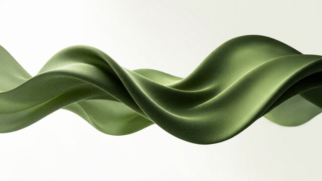 Abstract 3D wavy cloth background with grainy particle texture featuring luxury gradient colors of olive green and khaki for elegant modern web design.