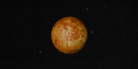 Venus planet isolated on black starry space background 3D realistic rendering. © Artur Didyk