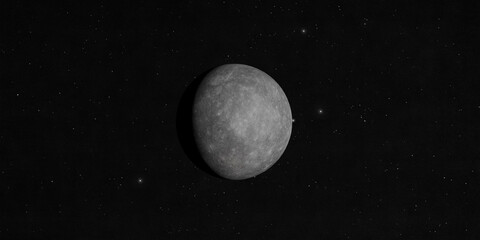 Mercury planet isolated on black starry space background 3D realistic rendering. © Artur Didyk
