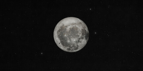 Moon isolated on black starry space background 3D realistic rendering. © Artur Didyk