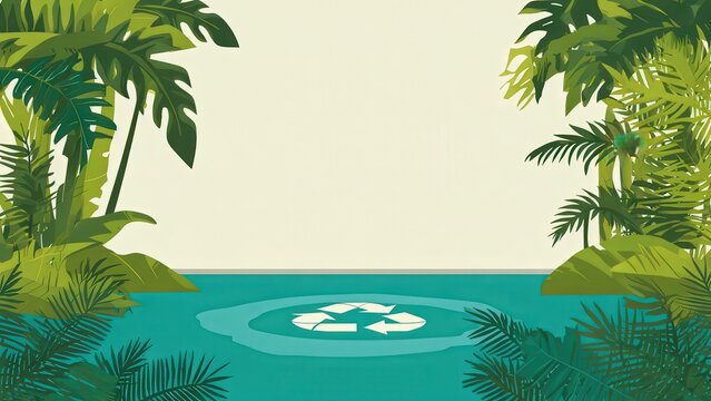 Tropical Beach Recycling Concept: Sustainable Tourism and Environmental Protection Illustration