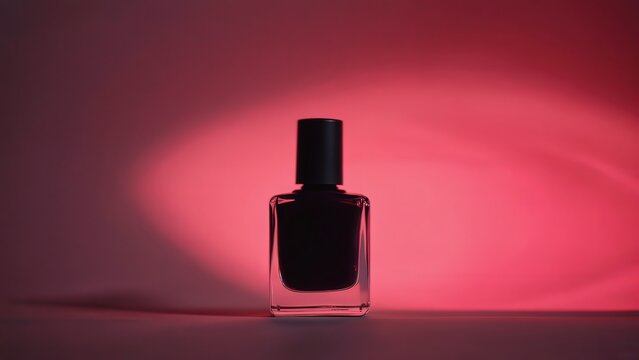 Dark Red Nail Polish Bottle in Dramatic Red Light - Beauty Product Photography for Cosmetics and Fashion