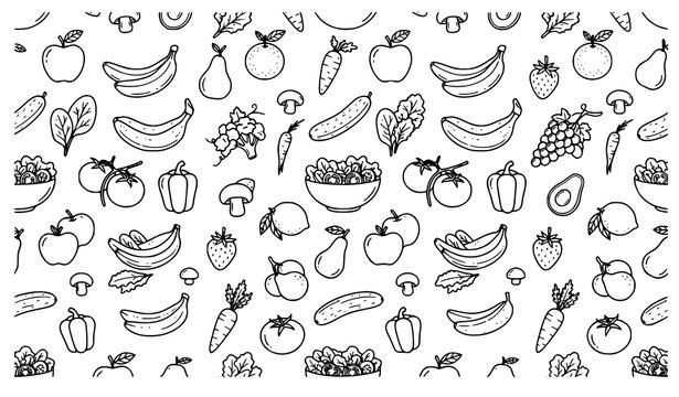 Coffee Shop and Breakfast Food Seamless Icon Pattern