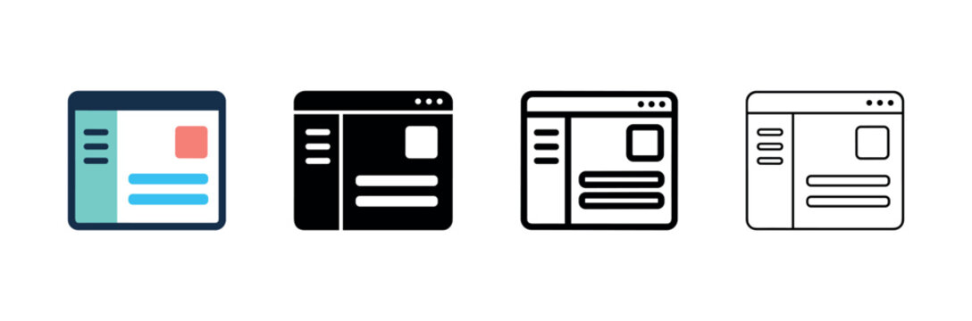 Website dashboard or layout icon set