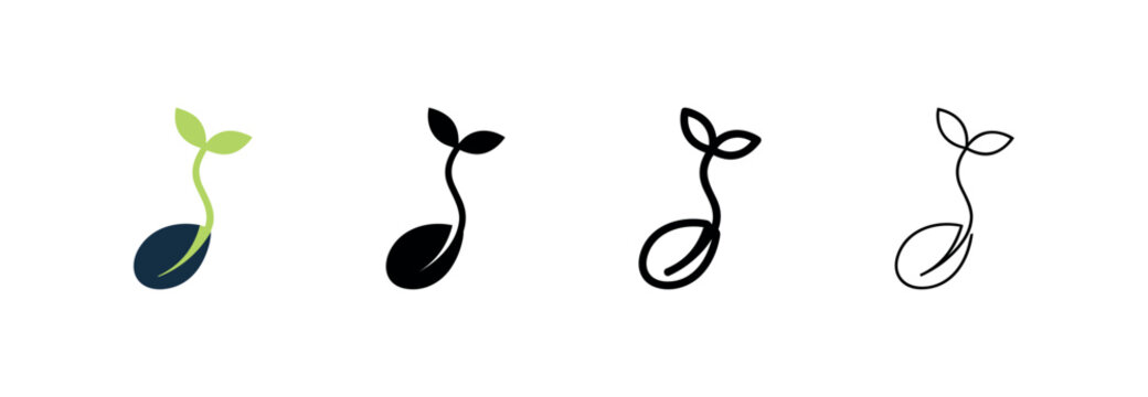 Plant seedling growing icon set